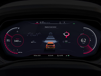 Audi Q8 Dashboard 3d animation audi auto automobile car dashboard clean cluster design e tron futuristic instrument map mobile modern motion q8 speed user experience vehicle
