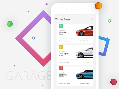 Car App app auto car cards clean design ios menu minimal mobile ui ux