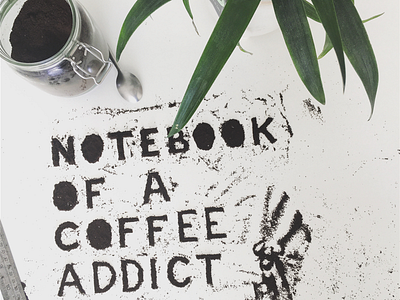 Cover of booklet ‘notebook for a coffee affict’ coffee coffee powder graphic design type typography work in progress