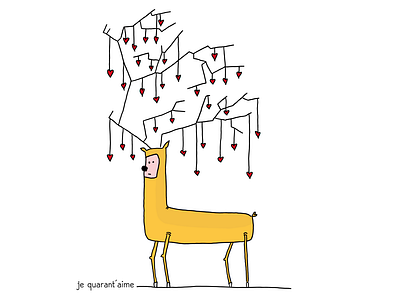 Je quarant'aime coronavirus deer heart illustration love postcard postcard design