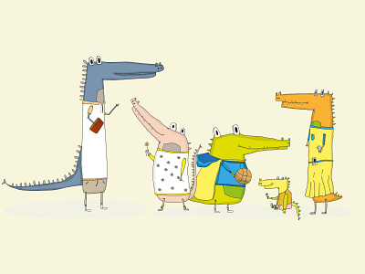 It’s family picture time! 📸 animal character crocodile drawing family illustration illustrator sketch