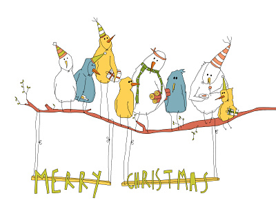 Santa's second squat animalillustration art birds character characterdesign design designo digital drawing handdrawn illustration illustrator party sketch wacom