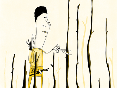 De kap byebyenature crayon design drawing forest illustration illustrator nature penscil potlood sketch yellow