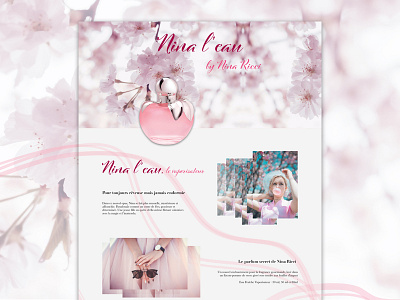 Nina l'eau design floral floral design flowers girl nina perfume perfume bottle pink poster print woman