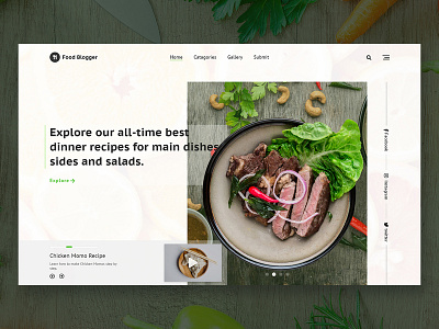 Food Recipe Web Page Concept concept daily ui design food food and drink header ui ux web