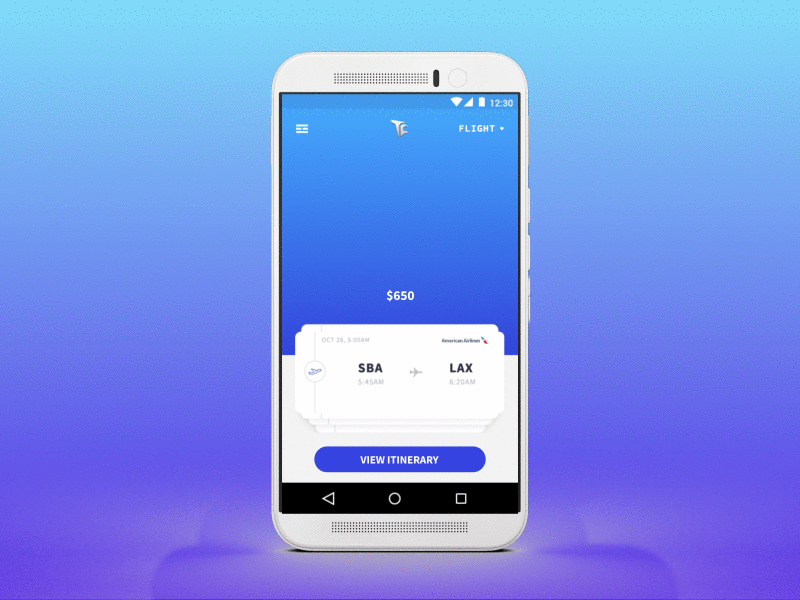 View Itinerary on Travel app Interaction aircraft app booking flight hotel mobile navigation travel ui ux
