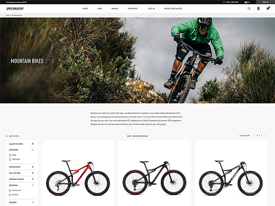 Specialized Product Listing Page design direction ui web design