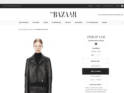 Shop Bazaar Product Page UI design direction ui web design
