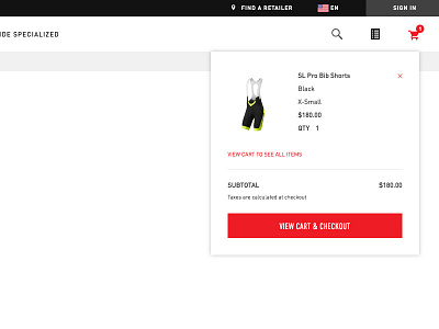 Specialized - Add to Cart Design design direction ui web design