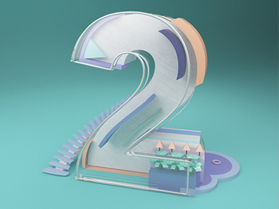 2 from Numerology Numbers 36daysoftype 3d illustration buildings c4d modelling