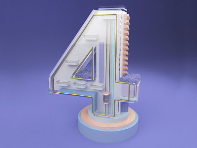 4/Numerology Buildings 36daysoftype 3d illustration buildings c4d modelling