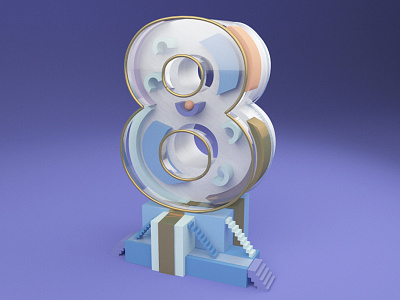 8/Numerology Buildings 36daysoftype 3d illustration buildings c4d modelling