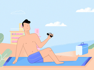 beach styleframe 2d character design illustration motion design