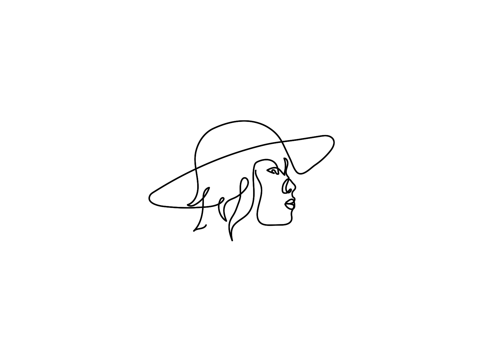 Hat animation beautiful beauty design draw drawing face girl graphic design illustration illustrator line lines logo minimal motion oneline people simple woman