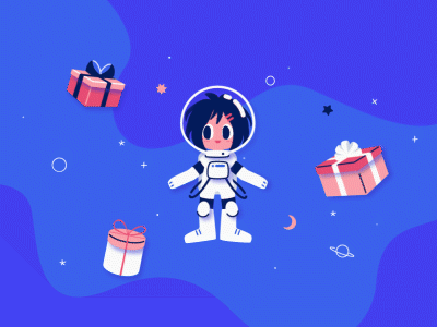 Astro Gift animation flatdesign gif illustration vector