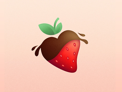 Strawberry with chocolate chocolate delicious icon illustration logo strawberry vector