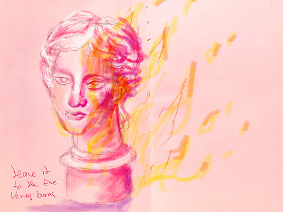 Venus is burning burn color draw face feminine feminism fire girl goddess greek illustration paris pink portrait sketch sketchbook statue venus woman