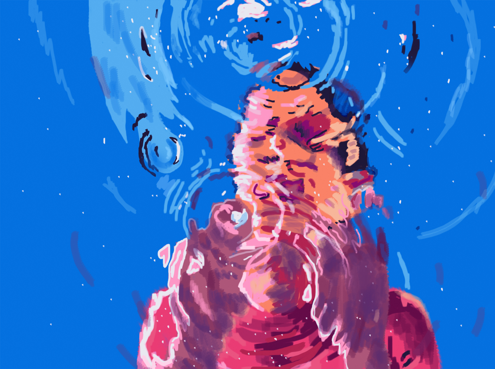 Through Water abstract adobe art bath bathtub circles color deep face girl glass hands illustration impressionism life photoshop portrait prism reflection water