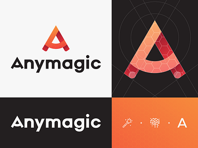 Anymagic Logo branding design grid logo icon inovation letter a logo magic motion typography web