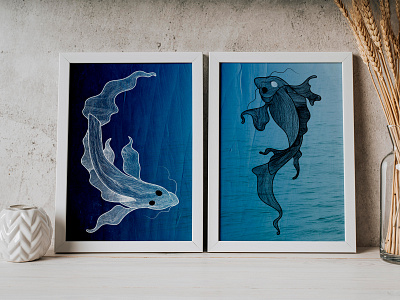 Tui and La art design fish illustration