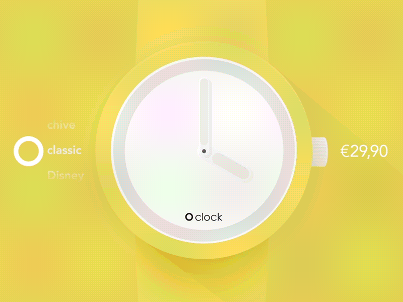 O'clock app (concept) Gif ae animation concept flat gif interface ipad minimal mobile oclock ui yellow