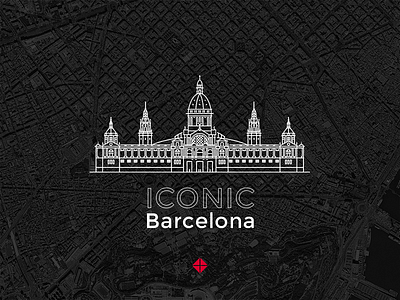 Iconic Barcelona architecture barcelona buildings home icons line art ui web design
