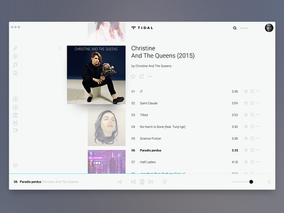 TIDAL White: Album playback screen app desktop flat music player tidal ui ux white