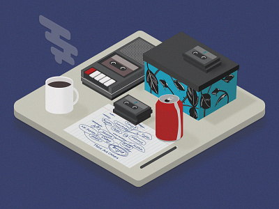 13 reasons why box coffee coke illustration isometric isometric illustration recorder