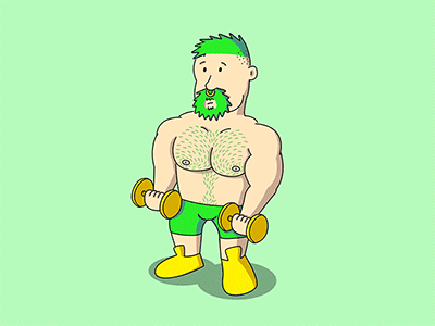 Muscle Man animation beard gay green gym gym rat man muscle muscleman queer wrestling