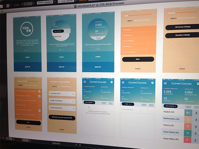 WIP College App app college courses grades interface mobile onboarding ui