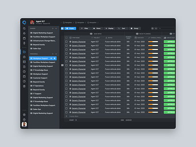 Project Management SaaS - Table View in Dark Theme