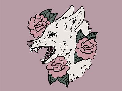 Wolf Floral americana animal design digital art floral hand drawn illustration pastel tattoo wolf