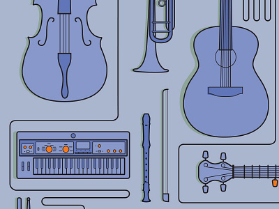 The Grid - AJMF Poster Concept illustration instruments line art music poster vector