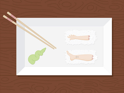An Arm and a Leg arm flat grain illustration leg light line art rice sushi vector wasabi wood