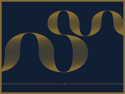 Sloth - Seven Deadly Drop Caps blue drop cap gold illustration lettering line seven deadly sins texture. typography