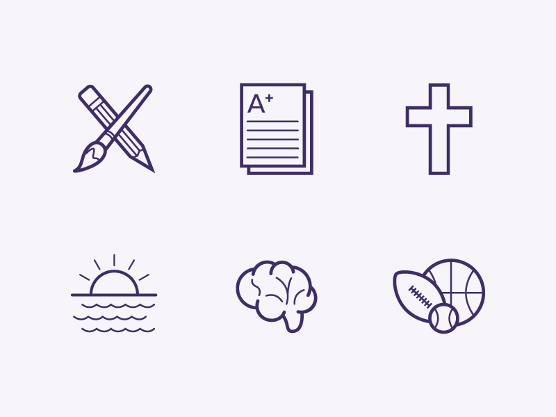 Delmarva Icon Set clean education icons line art purple simple tints vector whiteboard