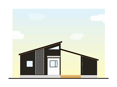 Idlewild Tiny House architecture building clouds flat gradient home illustration modern sky tiny house vector