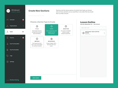 Understory - Lesson Builder admin app content course interface lesson product ui understory ux