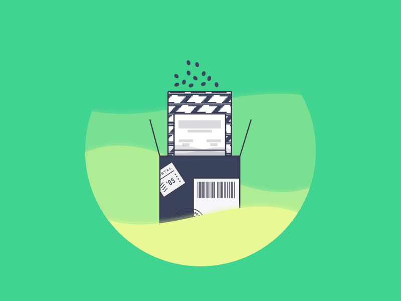 Shipment to Bag to Bean Illustration layer waves vector strokes green bright illustration shipping bean bag coffee package