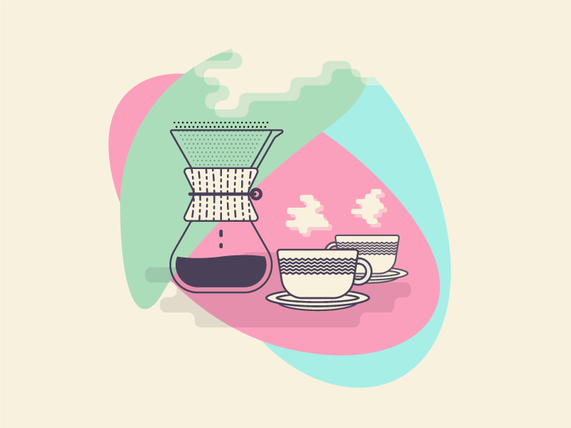 Chemex + Colors layers line vector shadow organic shapes icon illustration coffee chemex