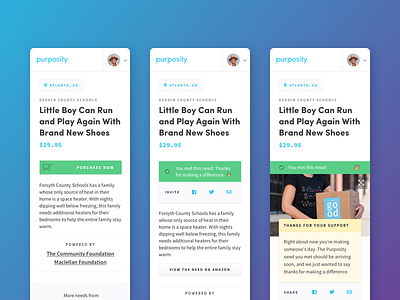 Purposity - Need Page Mobile app design mobile need product purchase purposity ui ux web app