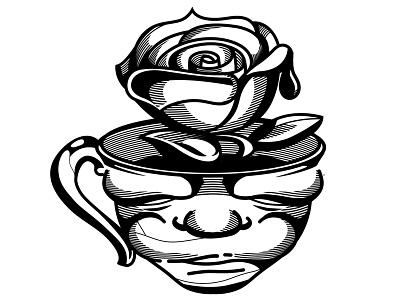 Bloom abstract art black and white depression illustrator joy within line art loyal design personal project rose
