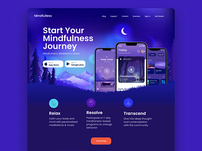 Meditation Apps - Landing Page concept design landing minimal ui web