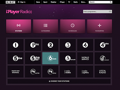 BBC iPlayer Radio Stations bbc iplayer iplayerradio networks stations ui