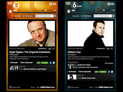 Radio Player BBC Radio Networks 6music bbc branding networks player radio radio2 radioplayer ui