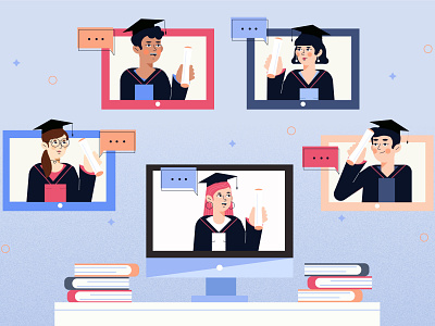 Virtual graduation ceremony for Freepik ceremony graduation illustration vector virtual