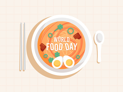 World Food Day bowl colorful food illustration vector