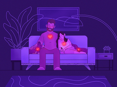 That contented kind of love apartment couch couple dogs illustration illustrator love procreate app procreateapp purple weekly warm-up weeklywarmup
