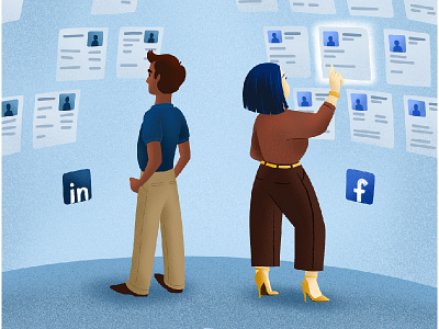 Social Media Recruiting blog post editorial employment hr illustration procreate recruiter recruiting
