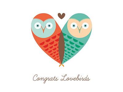 Congrats Lovebirds animals geometric illustration love lovebirds owls